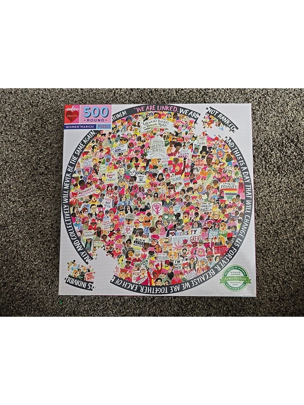 eeBoo Women March 500pc Puzzle Piece & Love NEW Feminist Art